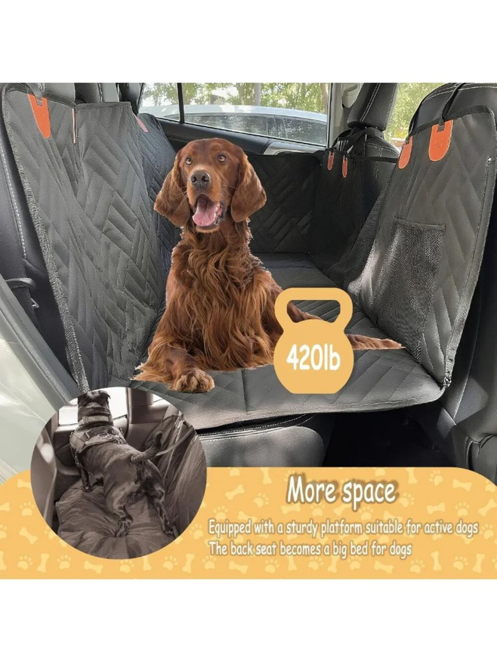 Heavy Duty Dog Car Hammock - Waterproof, Scratch-Resistant Pet Mat with Toys